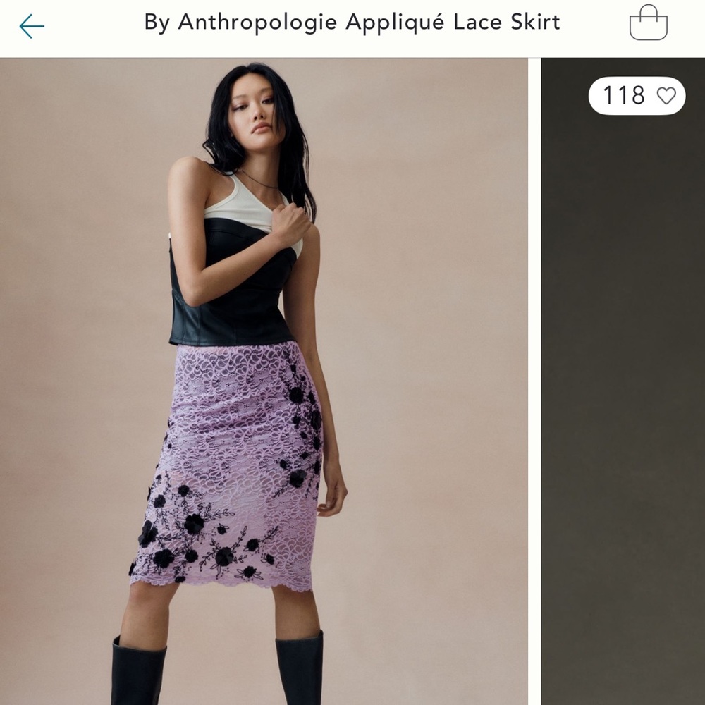 Anthropologie Lavender Lace Pencil Skirt NWOT